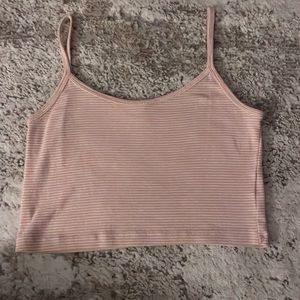 pink crop top with white stripes, size- xs